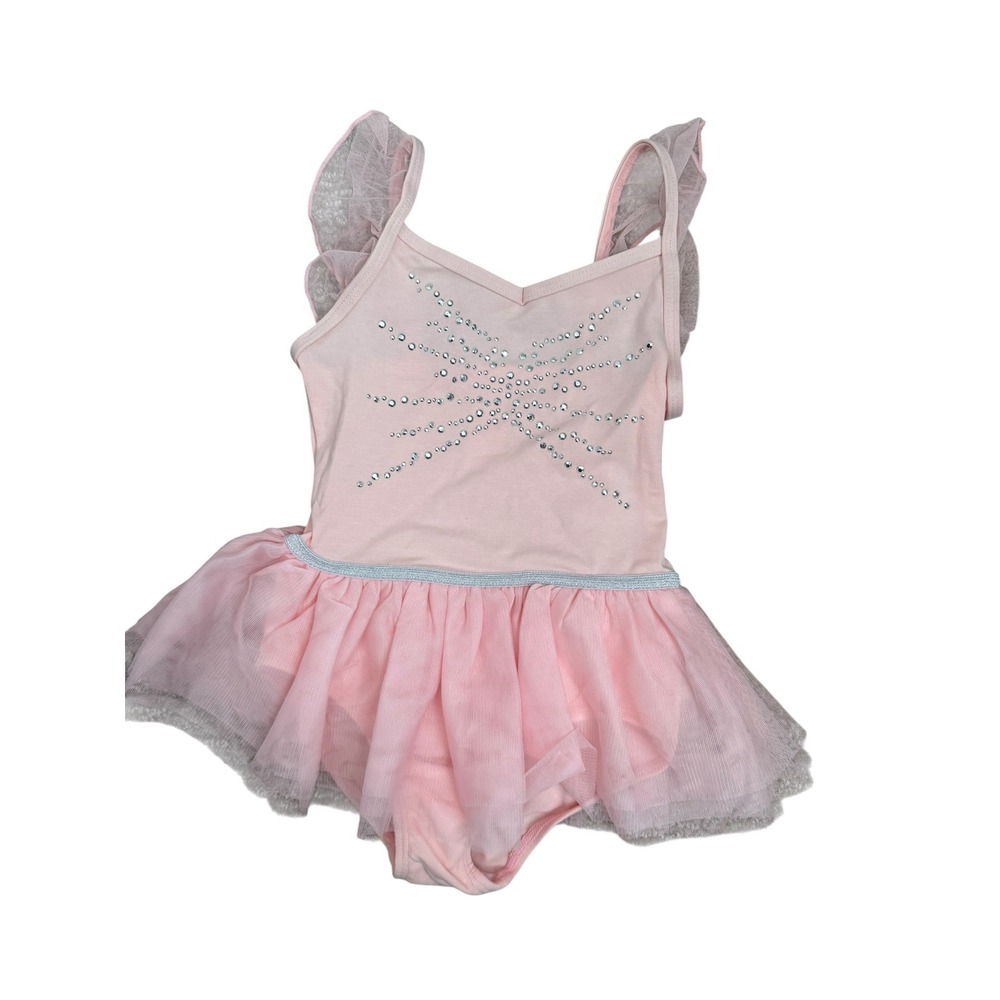 Cat & Jack Girls Pink Rhinestone Ballet Dance Leotard Skirt S 6/7 NEW